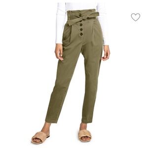 A.L.C. Krew High-Waisted Tie-Waist Pants Army Green Size 6